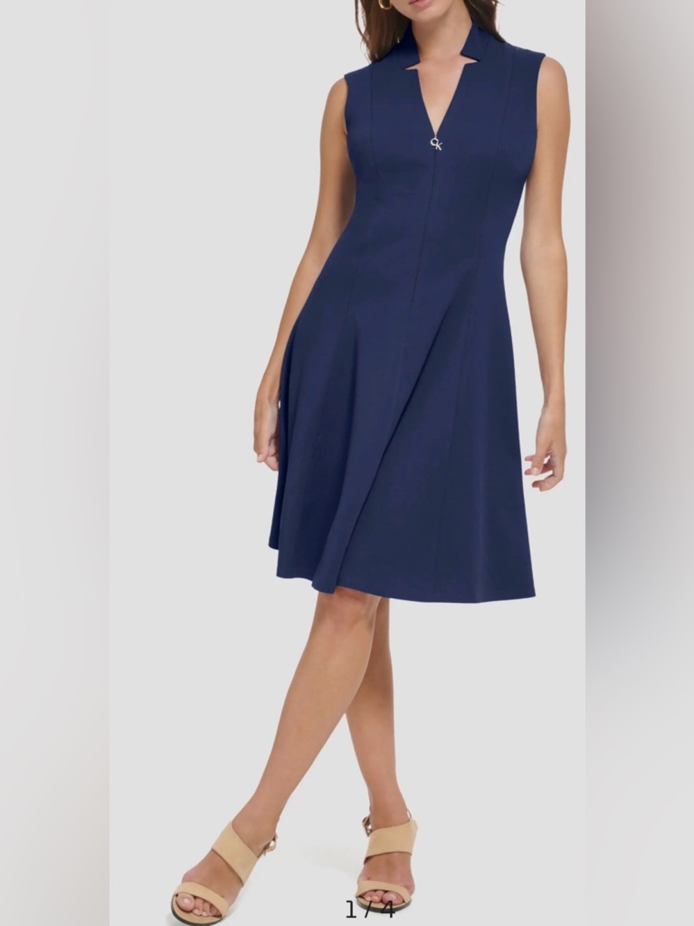 Calvin Klein Zip Front A-Line Dress NWT 14